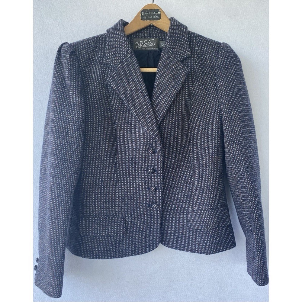 Great Connections Tweed Salt & Pepper Blazer Womens PL Size 13 Heritage